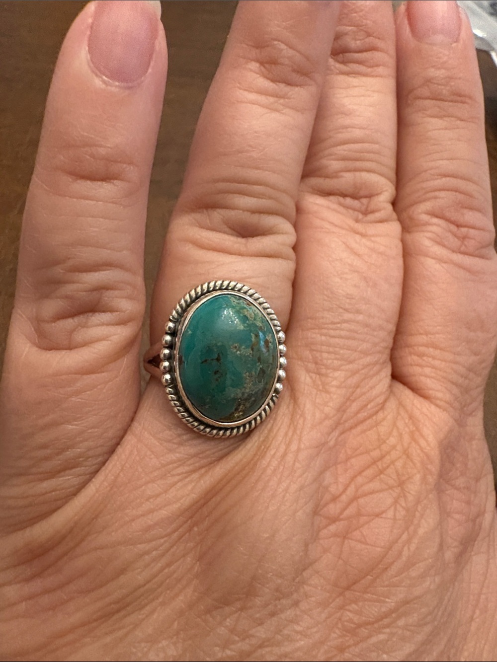 Nice Turquoise 925 Sterling Silver Ring Size 7 - Picture 2 of 5